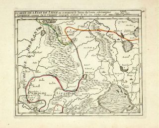 Antique Map - Liege - Luik - Peer - Terre De Loen - Belgium - Vaugondy - 1748