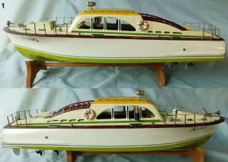 Ito King Japan Model 3 Motor Toy Wood Boat W/ Oem Fittings Lights Battery K&o