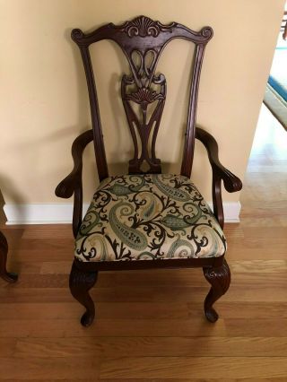Vintage Mahogany Carved Chippendale Style Chairs - (Pair) 2