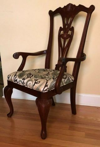 Vintage Mahogany Carved Chippendale Style Chairs - (Pair) 4