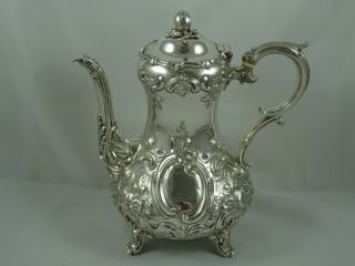 MAGNIFICENT,  VICTORIAN silver COFFEE POT,  1855,  892gm 2