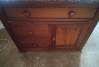 044 Antique dry sink wash stand solid wood Marble Top Wash Stand Cabinet 3