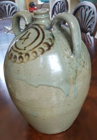 Edgefield pottery Thomas Chandler double handled jug Southern stoneware 4
