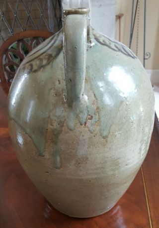Edgefield pottery Thomas Chandler double handled jug Southern stoneware 8