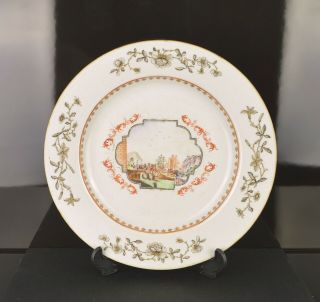 A Quality Chinese Qianlong Period Plate With European Scene