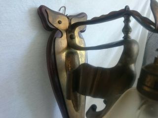 ANTIQUE ART NOUVEAU BRASS WALL LIGHT AND FROSTED GLASS SHADE RD 389686 3