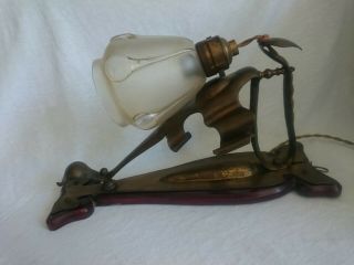 ANTIQUE ART NOUVEAU BRASS WALL LIGHT AND FROSTED GLASS SHADE RD 389686 6