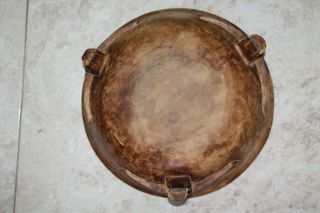 Old Antique Primitive Wooden Trencher Dough Bowl 3 Buffalo Heads Footed Rare 14 