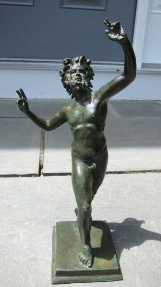 Magnificent.  Antique 19th Century Bronze Sculpture Of The Dancing Faun Of Pompeii