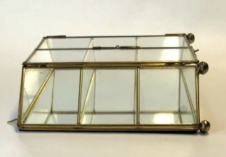 Display Case Curio Cabinet Vintage Glass Brass Mirrored Table Wall Hang Footed 5