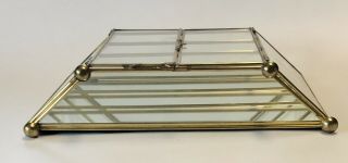 Display Case Curio Cabinet Vintage Glass Brass Mirrored Table Wall Hang Footed 7