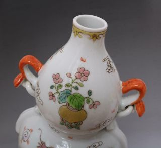 RARE CHINESE FAMILLE ROSE PORCELAIN DRAGON GOURD VASE QIANLONG MARKED (E95) 8