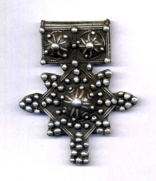 Morocco - Mauritania – Rare Large Granulated Cross " Boghdad " Solid Silver