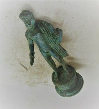Extremely Rare Ancient Roman Bronze Statuette Of Zues Holding Thunderbolt