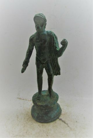 EXTREMELY RARE ANCIENT ROMAN BRONZE STATUETTE OF ZUES HOLDING THUNDERBOLT 2