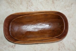 Old Antique Primitive Wooden Trencher Dough Bowl Hand Carved Rustic Rare 8