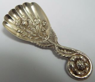 Fabulous Rare Decorative English Antique 1860 Sterling Silver Caddy Spoon