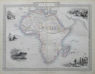 C1854 Africa Madagascar Antique Map By Rapkin Outline Hand Colouring