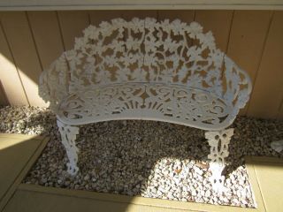 Vintage Antique Cast Iron Metal Victorian Style Garden Bench Loveseat 1940 ' s 11