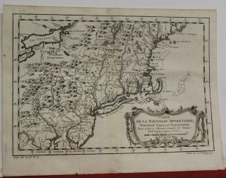 York Jersey Pennsylvania England Usa 1757 Bellin Antique Map