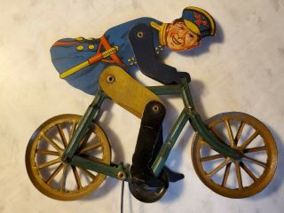 Vintage Collectible Antique German Bicycle Toy Officer Riding The High Wire