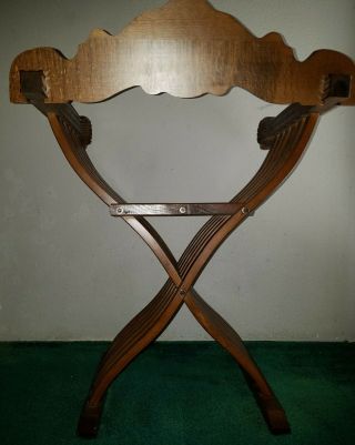 Savonarola Chair Walnut with Inlay,  Lion Head Folding X Scissor Chair Italian 2