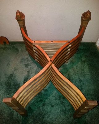 Savonarola Chair Walnut with Inlay,  Lion Head Folding X Scissor Chair Italian 9