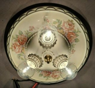 Vintage PORCELIER 3 - Bulb Porcelain Ceiling Light Fixture 2,  Rewired,  Guaranteed 7