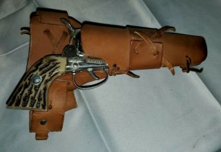 VINTAGE MATTEL SHOOTIN SHELL FANNER WITH HOLSTER AND BELT 3