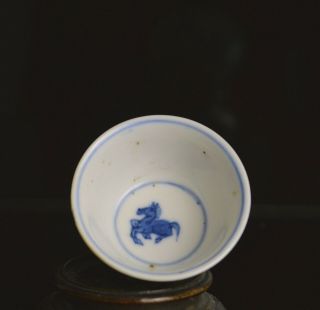 A VERY FINE CHINESE KANGXI PORCELAIN CUP & SAUCER WITH 8 HORSES OF WANG MU 9