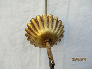 MID CENTURY ITALIAN GILT TOLEWARE WHEAT SHEAF CEILING LIGHT CHATY VALLAURIS 20th 5