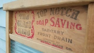 Antique NATIONAL WASHBOARD COMPANY NO 860 GLASS CLOTHES WASHER VTG Soap SAVING 3