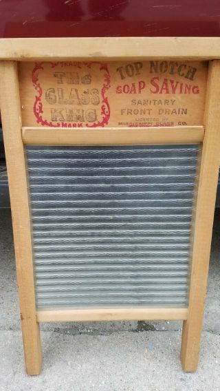 Antique NATIONAL WASHBOARD COMPANY NO 860 GLASS CLOTHES WASHER VTG Soap SAVING 5