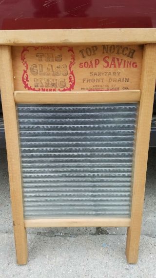 Antique NATIONAL WASHBOARD COMPANY NO 860 GLASS CLOTHES WASHER VTG Soap SAVING 6