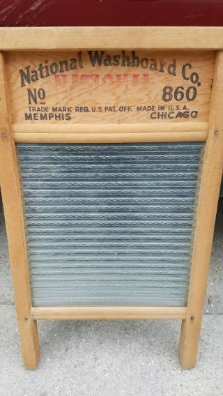 Antique NATIONAL WASHBOARD COMPANY NO 860 GLASS CLOTHES WASHER VTG Soap SAVING 7