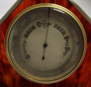 LOVELY RARE ENGLISH ANTIQUE SOLID STERLING SILVER & FAUX TORTOISESHELL BAROMETER 7