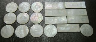 18 Antique Mother Of Pearl Chinese Gaming Counters Chips Armorial John Campbell