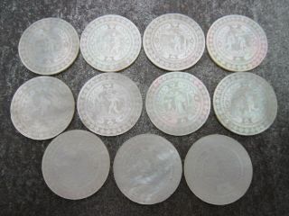 18 Antique Mother Of Pearl Chinese Gaming Counters Chips Armorial John Campbell 7