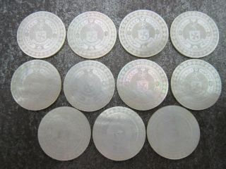18 Antique Mother Of Pearl Chinese Gaming Counters Chips Armorial John Campbell 8