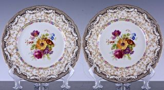 STUNNING SET 12 ANTIQUE ROYAL DOULTON FLOWER ENAMEL DINNER PLATES in ORIG BOXES 5