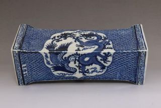 Rare Old Chinese Blue And White Porcelain Pillow With Xuande Marked (e118)