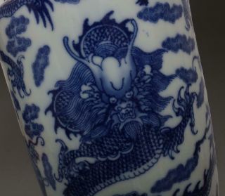 RARE CHINESE OLD BLUE AND WHITE PORCELAIN VASE WITH KANGXI MARKED 44CM (670) 10
