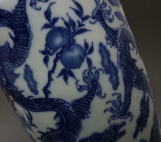RARE CHINESE OLD BLUE AND WHITE PORCELAIN VASE WITH KANGXI MARKED 44CM (670) 11
