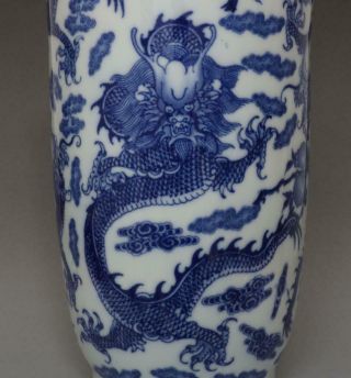 RARE CHINESE OLD BLUE AND WHITE PORCELAIN VASE WITH KANGXI MARKED 44CM (670) 3