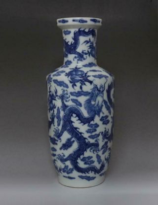 RARE CHINESE OLD BLUE AND WHITE PORCELAIN VASE WITH KANGXI MARKED 44CM (670) 7