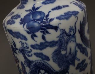 RARE CHINESE OLD BLUE AND WHITE PORCELAIN VASE WITH KANGXI MARKED 44CM (670) 8