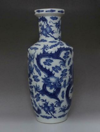RARE CHINESE OLD BLUE AND WHITE PORCELAIN VASE WITH KANGXI MARKED 44CM (670) 9