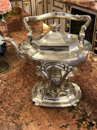 Gorham Sterling Teapot&Stand 1919 61 oz Hand Decorated 5