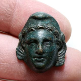 Museum Quality Roman Bronze Apollo Face Nail Ornament Ca 100 - 300 Ad