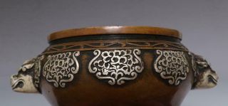 OLD RARE CHINESE COPPER SILVERING INCENSE BURNER WITH XUANDE MAKR (E222) 8